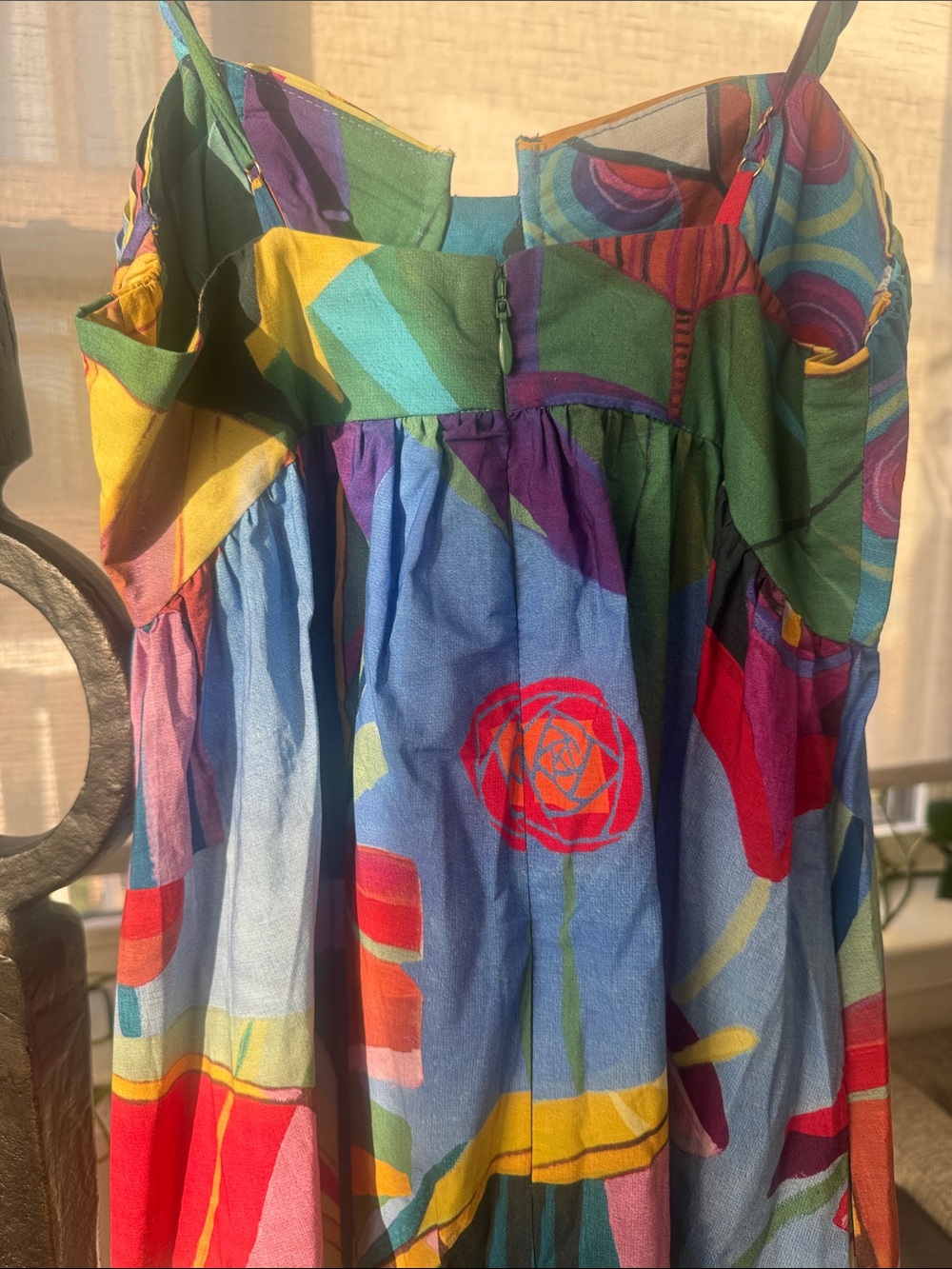 FARM Rio Multicolor Abstract Maxi Dress with Adjustable Spaghetti Straps SZ XS - Picture 5 of 7